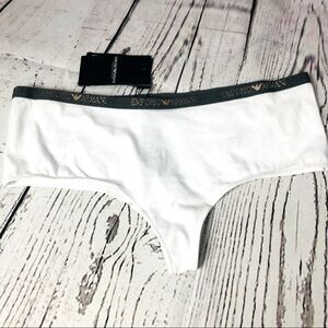 Emporio Armani Stretch Cotton Cheeky Thong Underwear Logo Waistband White L